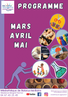Programme Médiathèque Balaruc-les-Bains Mars à Mai 2024