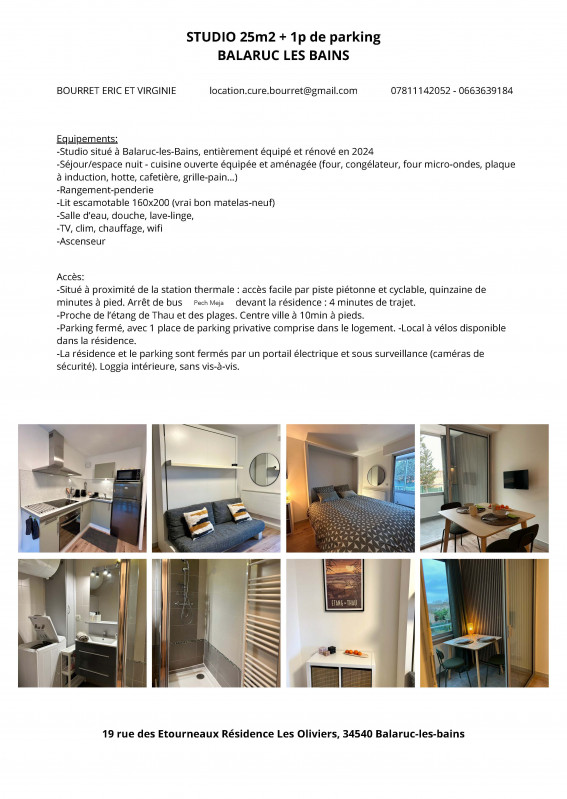 LOCATION BALARUC LES BAINS RESIDENCE LES OLIVIERS BOURRET ERIC